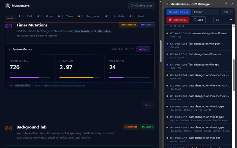 Record in real time